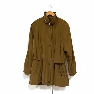 Vtg 90s Gantos Deep Golden Brown‎ Greenish metallic Jacket Women's office wear L